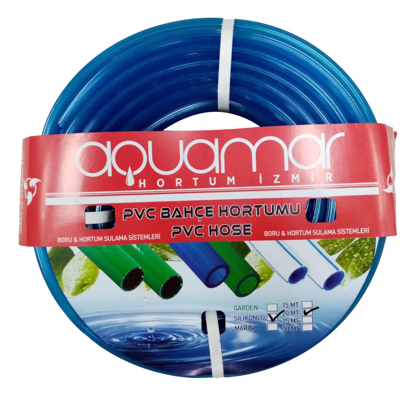 Aquamar Süper Silikonlu Şeffaf Hortum 1/2 20 mt Mavi